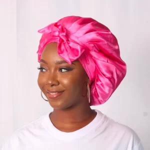 Reversible Silk Bonnet with a Built-in Silk Headband and Tie to Secure Bonnet to Your Comfort Best for Medium to Long Hair